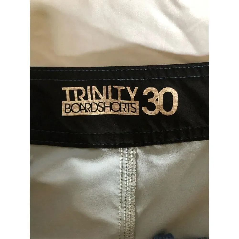 Trinity Men's Multi Colored Striped Drawstring Swimwear Board Shorts Size 30